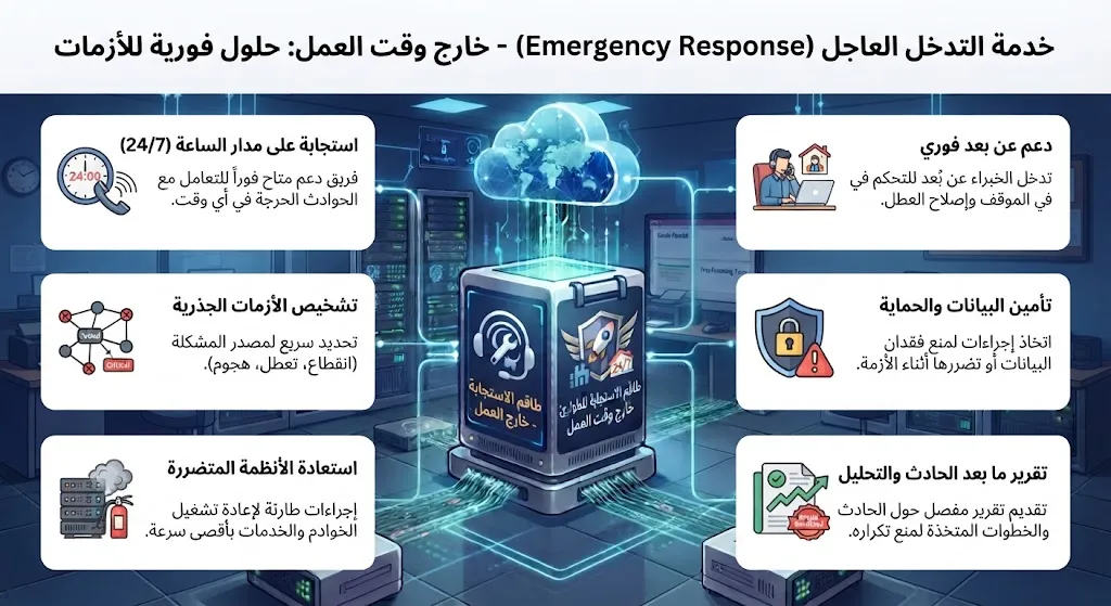 تدخل عاجل (Emergency Response) خارج وقت العمل