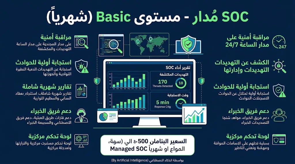 SOC مُدار - مستوى Basic (شهرياً)