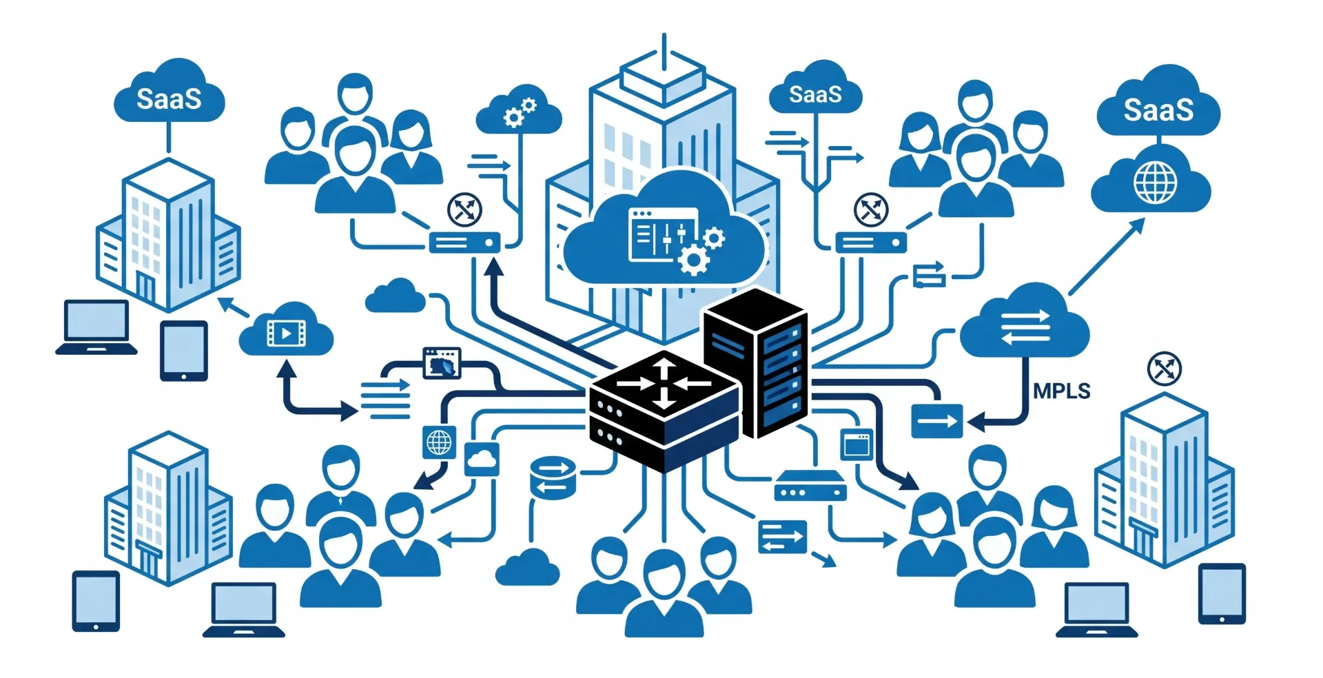 تصميم شبكة WAN/SD-WAN متعددة الفروع