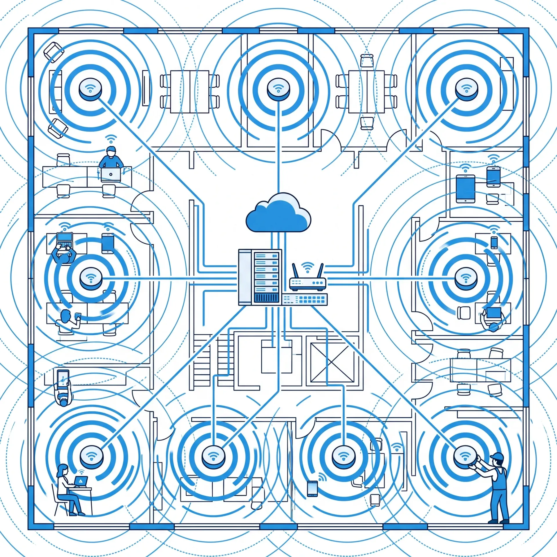 [NET-03-001-0004] تركيب نظام WiFi شامل (حتى 10 نقاط)