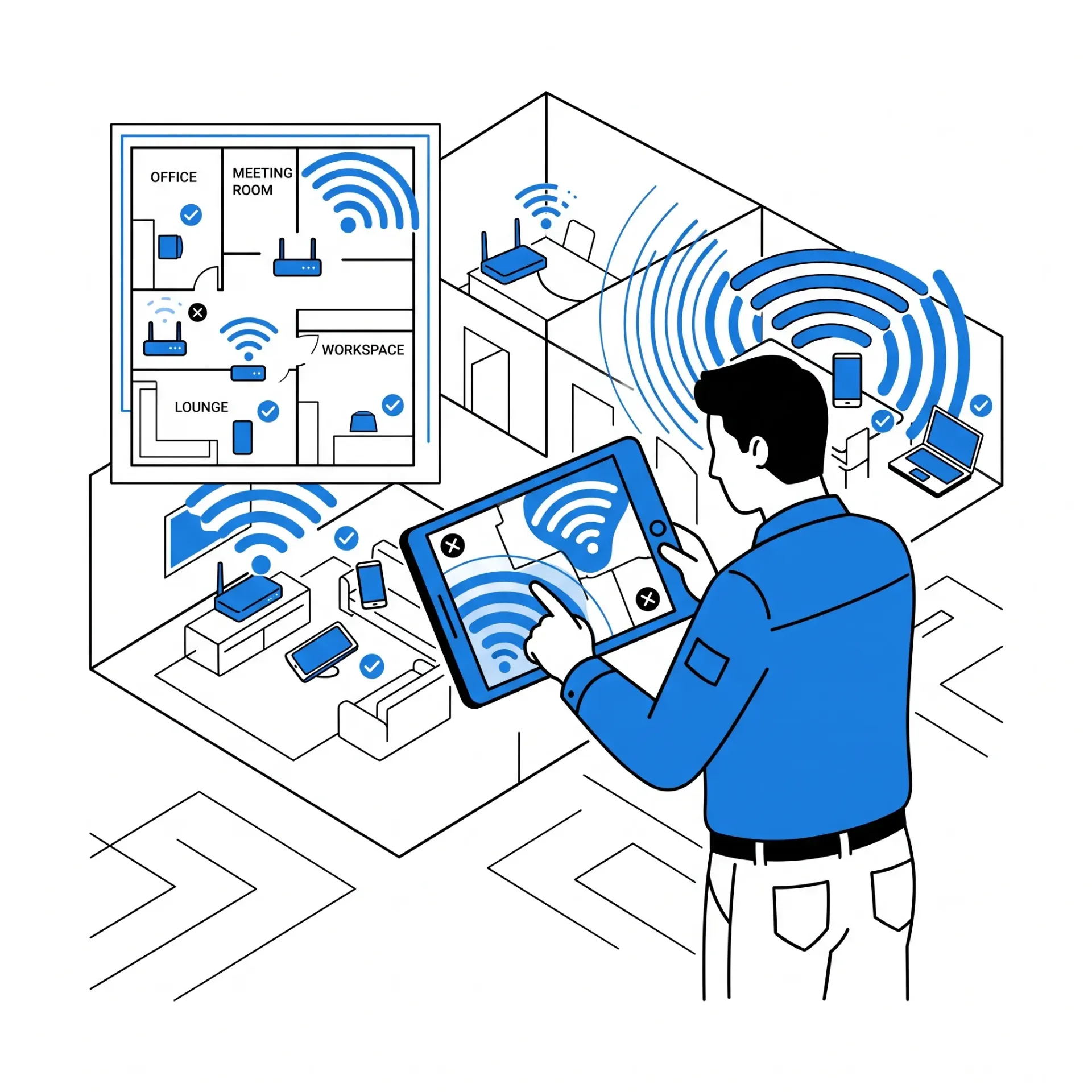 اختبار تغطية WiFi بعد التركيب