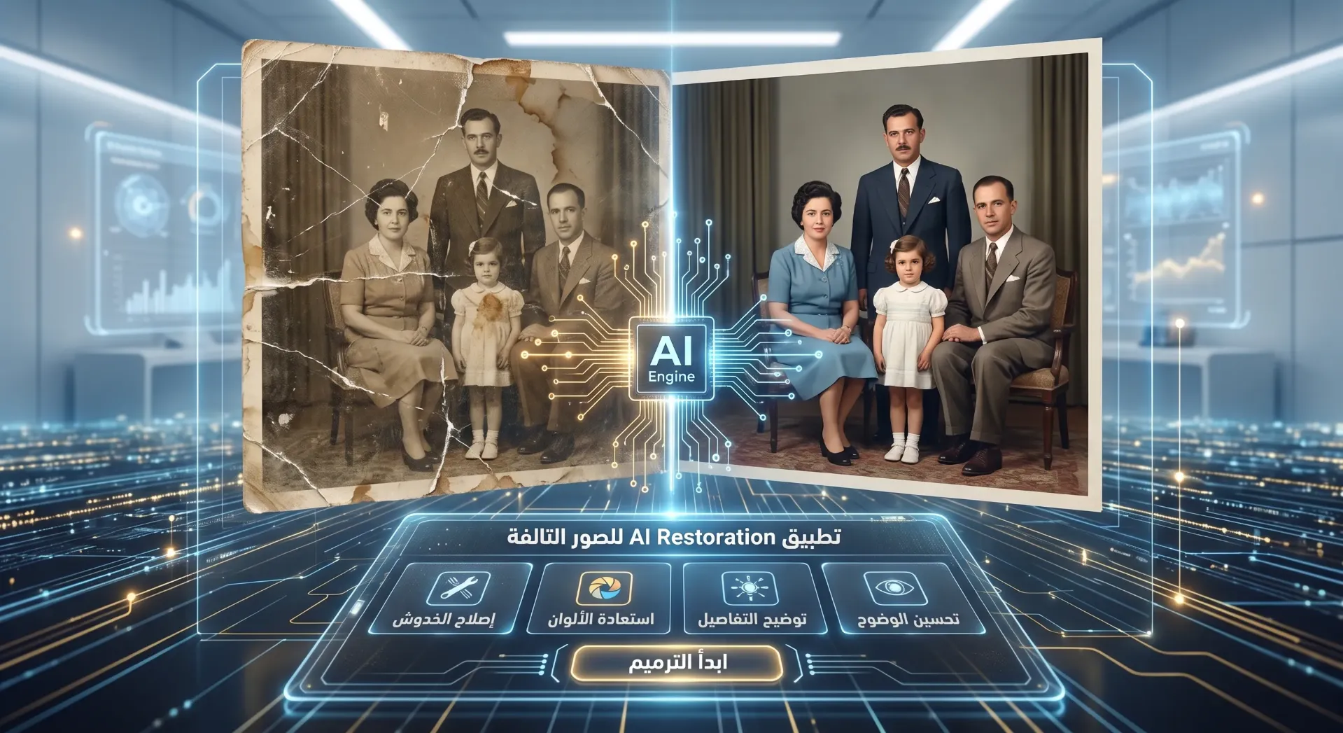 [DAT-04-001-0006] تطبيق AI Restoration للصور التالفة