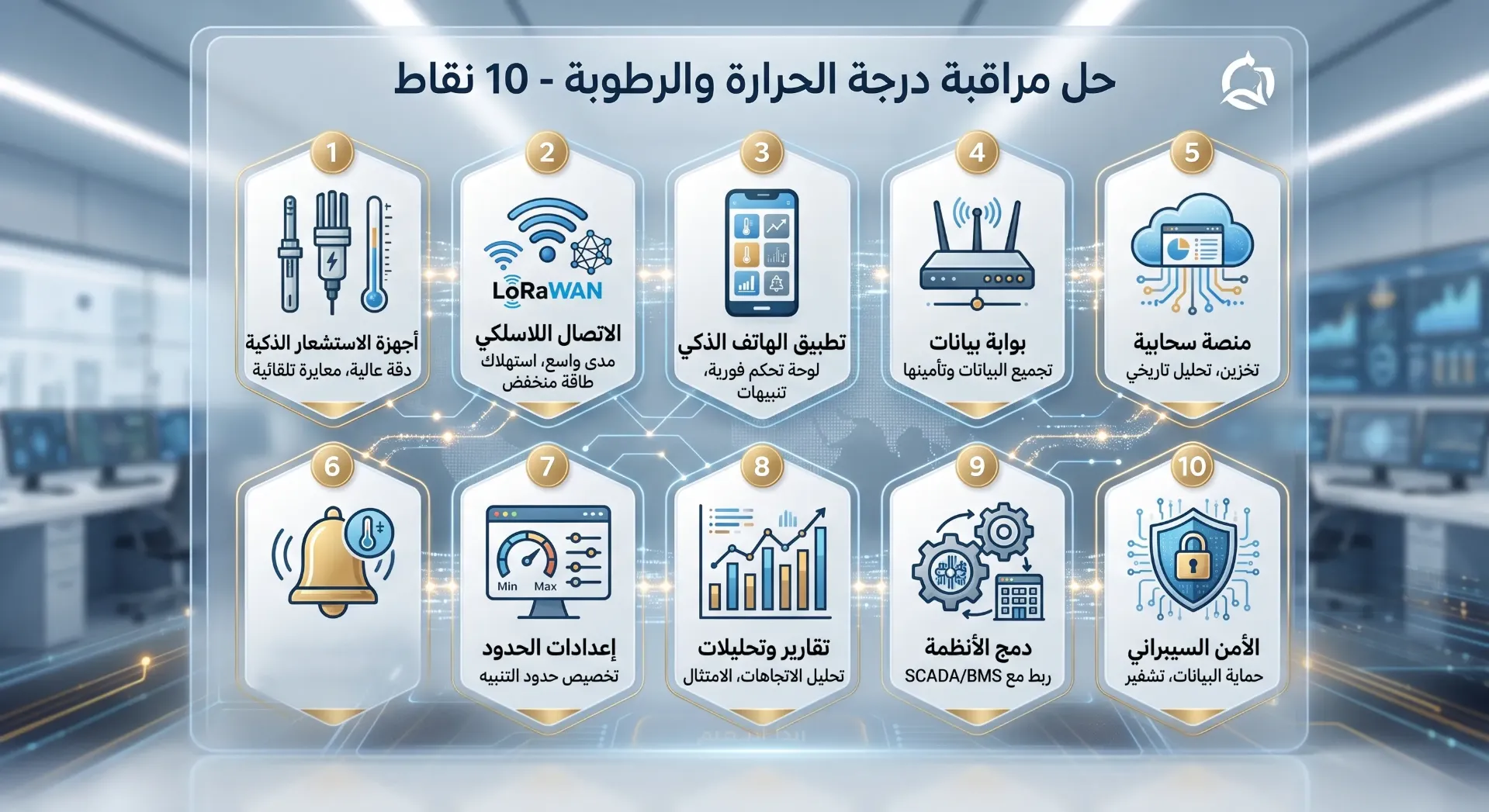 [IOT-01-001-0001] حل مراقبة درجة الحرارة والرطوبة - 10 نقاط