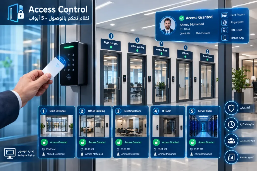 [IOT-02-002-0001] نظام تحكم بالوصول (Access Control) - 5 أبواب