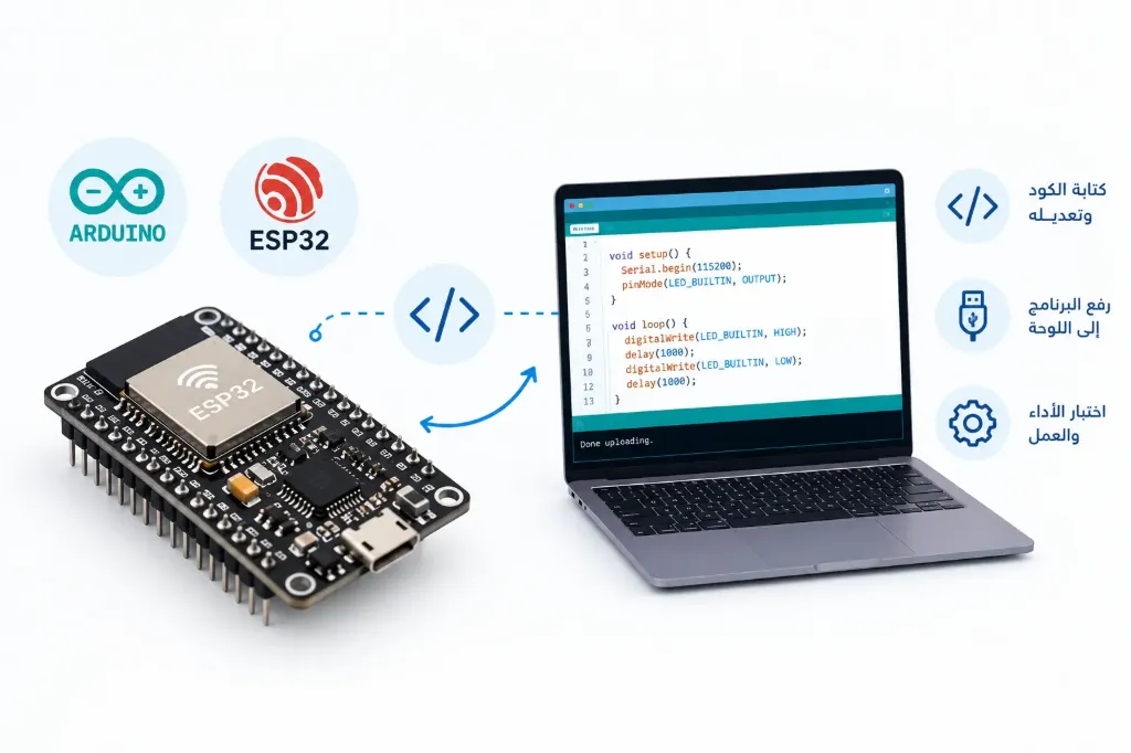 برمجة Microcontroller (Arduino/ESP32) - بسيط